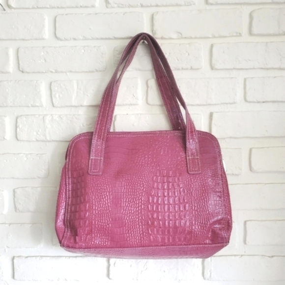 Kenneth Cole Reaction Purse Pink Croc Tote Barbie Bag - Picture 7 of 15